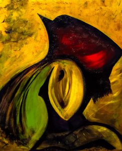 Madame et son chapeau à plumes – 18 x 22 po