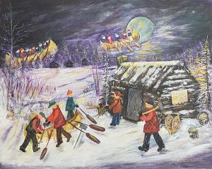 Chasse galerie – Le départ – 16×20 po