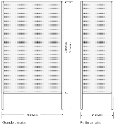 Cimaises dimensions