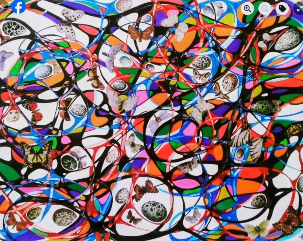 Oeufs et papillons – 18 × 24 po